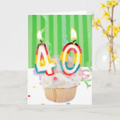 40e verjaardag cupcake met kaarsen kaart (Gele Bloem)