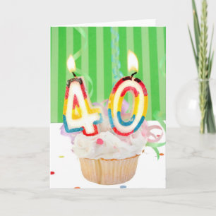 40e verjaardag cupcake met kaarsen kaart