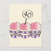 40e verjaardag Cupcakes Briefkaart (Voorkant)