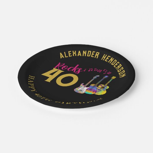 40e verjaardag Custom Music Guitars Rocks 40 Papieren Bordje (Gekanteld)