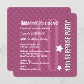 40e verjaardag DARK PINK Polka Dots V04D Kaart (Voorkant / Achterkant)