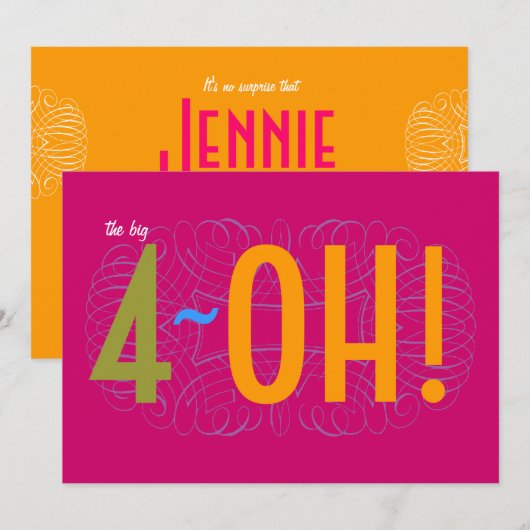 40e verjaardag - de Grote 4-OH! Kaart (Voorkant / Achterkant)