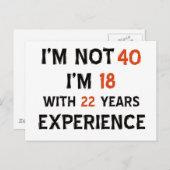 40e verjaardag design briefkaart (Voorkant / Achterkant)