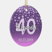 40e verjaardag diamant glitter paars roze keramisch ornament (Rechts)