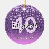 40e verjaardag diamant glitter paars roze keramisch ornament (Voorkant)