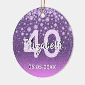 40e verjaardag diamant glitter paars roze keramisch ornament (Links)
