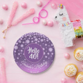 40e verjaardag diamant paarse roze glitter papieren bordje (Feest)