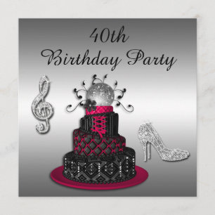 40e verjaardag Disco Diva Cake and Sparkle Heels Kaart