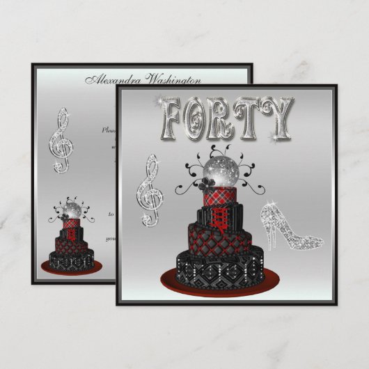 40e verjaardag Disco Diva Cake Silver Sparkle Heel Kaart (Voorkant / Achterkant)