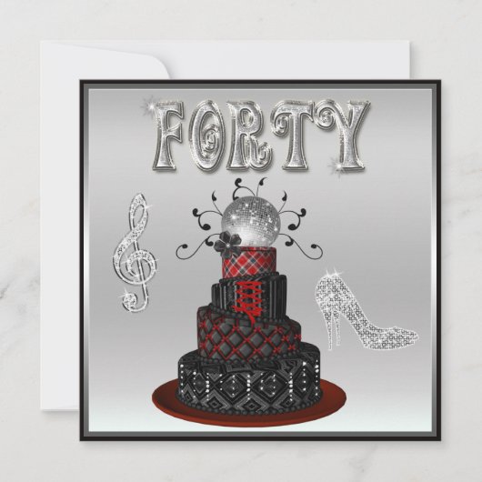 40e verjaardag Disco Diva Cake Silver Sparkle Heel Kaart (Voorkant)