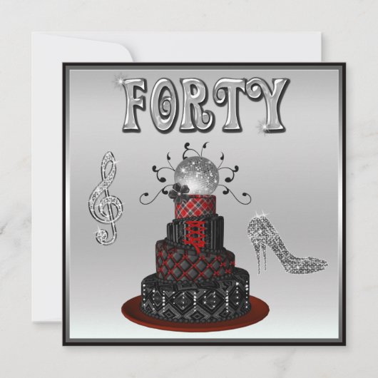 40e verjaardag Disco Diva Cake Sparkle High Heels Kaart (Voorkant)