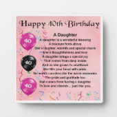 40e verjaardag Dochter Poem Plaque Fotoplaat (Voorkant)