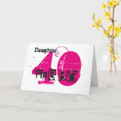 40e verjaardag dochter, zwart & roze tekst, wit. kaart (Gele Bloem)