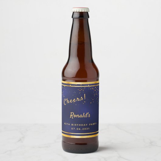 40e verjaardag donkerblauwe goudkaasmakerij bier etiket (Voorkant)
