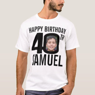 40e verjaardag douanenaam en fotomalplaatjemono t-shirt
