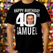 40e verjaardag douanenaam fotosjabloon wit t-shirt