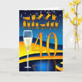 40e verjaardag Dove taal Happy Birthday Kaart (Gele Bloem)