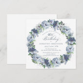 40e verjaardag Dusty Blue Flower krans Kaart (Voorkant / Achterkant)