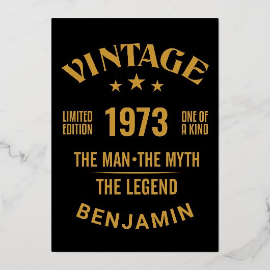 40e verjaardag, editable jaar, voor hem folie uitnodiging (Voorkant)