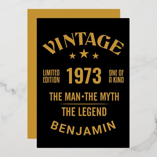 40e verjaardag, editable jaar, voor hem folie uitnodiging (Voorkant / Achterkant)