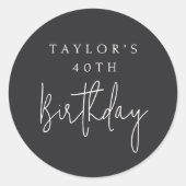 40e verjaardag Eenvoudig Minimalistisch Plat Zwart Ronde Sticker (Voorkant)