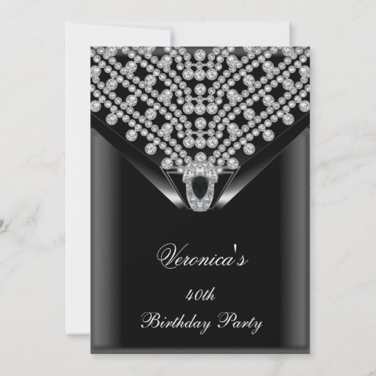 40e verjaardag Elegant Black Diamonds 2 Kaart (Voorkant)