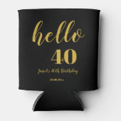 40e verjaardag Elegant Black en Gold Custom Blikjeskoeler (Voorkant)