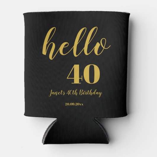 40e verjaardag Elegant Black en Gold Custom Blikjeskoeler (Voorkant)