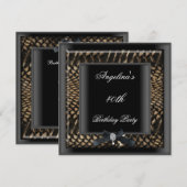 40e verjaardag Elegant Black Snakeskin Jewel Kaart (Voorkant / Achterkant)