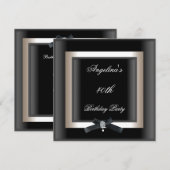 40e verjaardag Elegant Black White Jewel Bow Kaart (Voorkant / Achterkant)