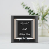 40e verjaardag Elegant Black White Jewel Bow Kaart (Staand voorkant)