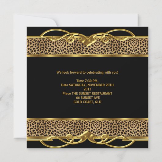 40e verjaardag Elegant Classy Gold Black Leopard Kaart (Achterkant)