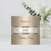 40e verjaardag Elegant Coffee Cream Biege Invite Kaart (Staand voorkant)