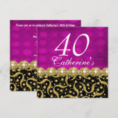 40e verjaardag elegant elke leeftijd roze kaart (Voorkant / Achterkant)