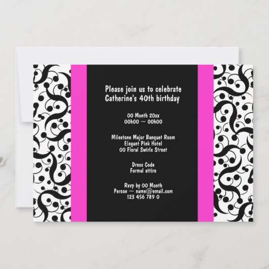 40e verjaardag elegant elke leeftijdse viering kaart (Achterkant)