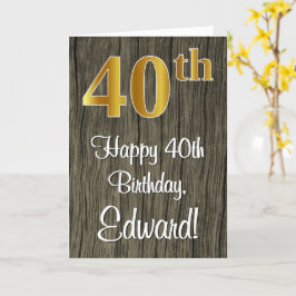 40e verjaardag: Elegant Faux Gold Look #, Faux Woo Kaart