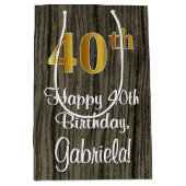 40e verjaardag: Elegant Faux Gold Look #, Faux Woo Medium Cadeauzakje (Voorkant)