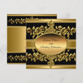 40e verjaardag Elegant Gold Black Floral Kaart (Voorkant / Achterkant)