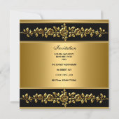 40e verjaardag Elegant Gold Black Floral Kaart (Achterkant)