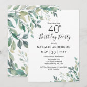 40e verjaardag Elegant Green Eucalyptus Greenery Kaart (Voorkant / Achterkant)