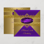 40e verjaardag Elegant kant Paarse Goud Kaart (Voorkant / Achterkant)