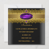 40e verjaardag Elegant kant zwart Paarse goud Kaart (Achterkant)