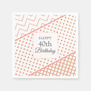 40e verjaardag Elegant Koraal Geometrisch Servet