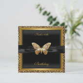 40e verjaardag Elegant Leopard Gold Butterfly Kaart (Staand voorkant)