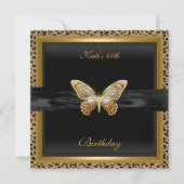 40e verjaardag Elegant Leopard Gold Butterfly Kaart (Voorkant)