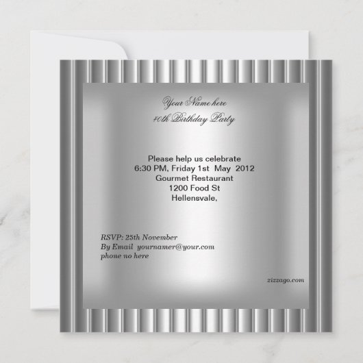 40e verjaardag Elegant Mannen Silver Grey Kaart (Achterkant)