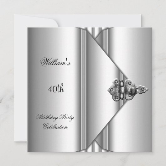 40e verjaardag Elegant Mannen Silver Grey Kaart (Voorkant)