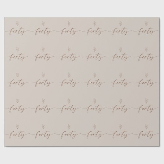 40e verjaardag Elegant Minimal Boho Cadeaupapier (Vlak)