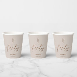 40e verjaardag Elegant Minimal Boho Papieren Bekers