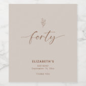 40e verjaardag Elegant Minimal Boho Wijn Etiket (Enkel label)